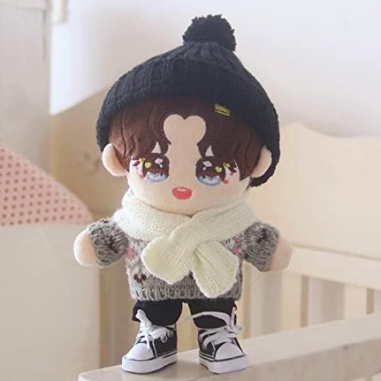 AXLUCE плюшевые парусиновые туфли высокие кроссовки кукольная игрушка-обувь-мягкая одежда-20 см (черный)