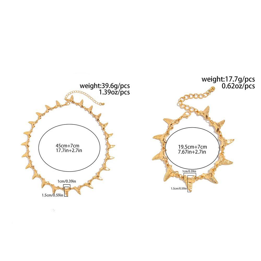 Необычное колье с шипами-заклепками, металлическая подвеска в виде акульих зубов, браслет, модная мужская цепочка для ключиц, для вечеринки