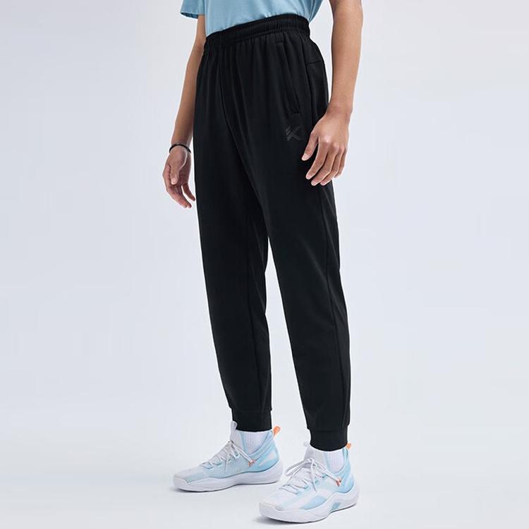 Anta Спортивные брюки прямого покроя с логотипом Basketball Series, мужские, черные, со средней посадкой 152321333-1