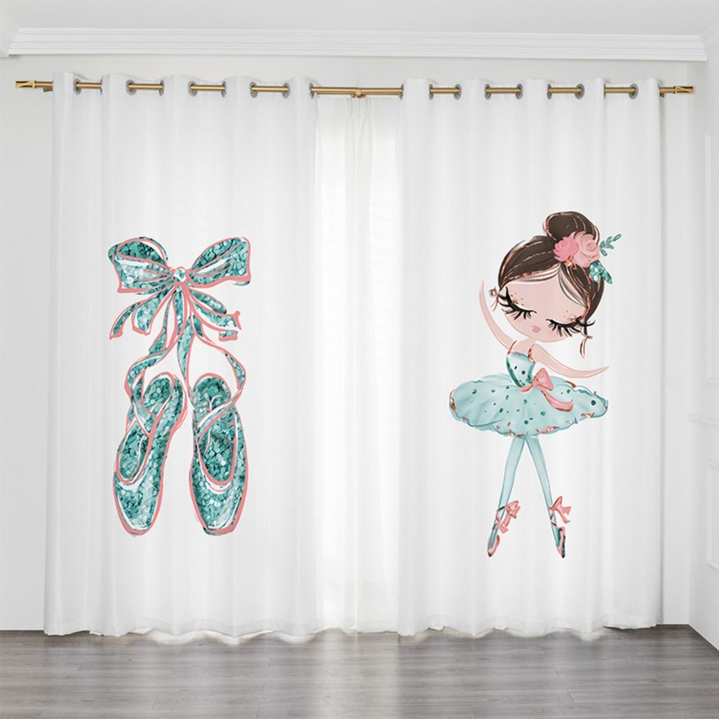 2-панельные шторы с розовым единорогом, шторы для девочек-балерин, детские шторы для спальни девочек, жалюзи на окна от пола до потолка, люверсы сверху