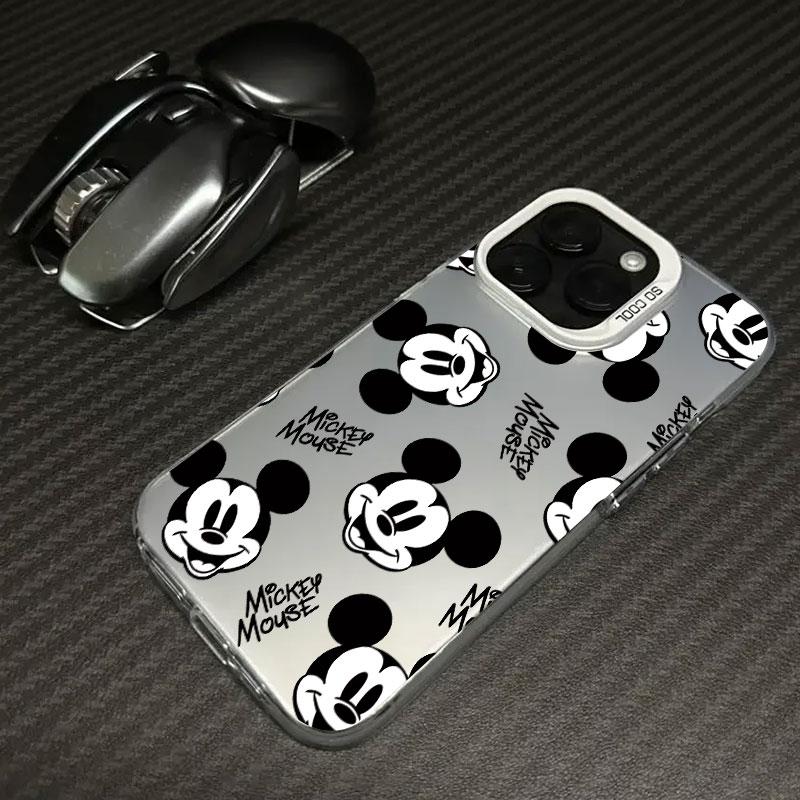 Черно-белый чехол для телефона с мультяшным Микки Маусом для iPhone 11 12 13 14 15 16 17 Pro Max 16e 17E 17 Air Plus 13 Mini Funda Задняя крышка