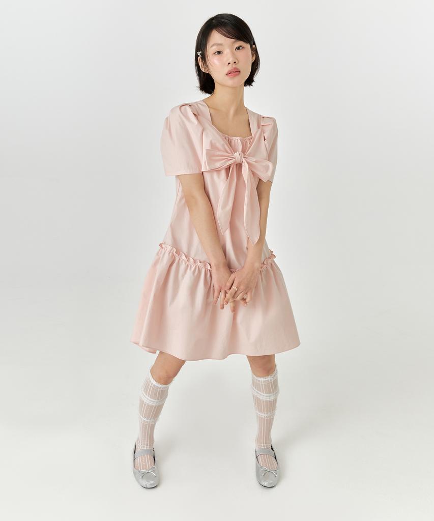 Adore Bell Ribbon Tie Dress - Pink