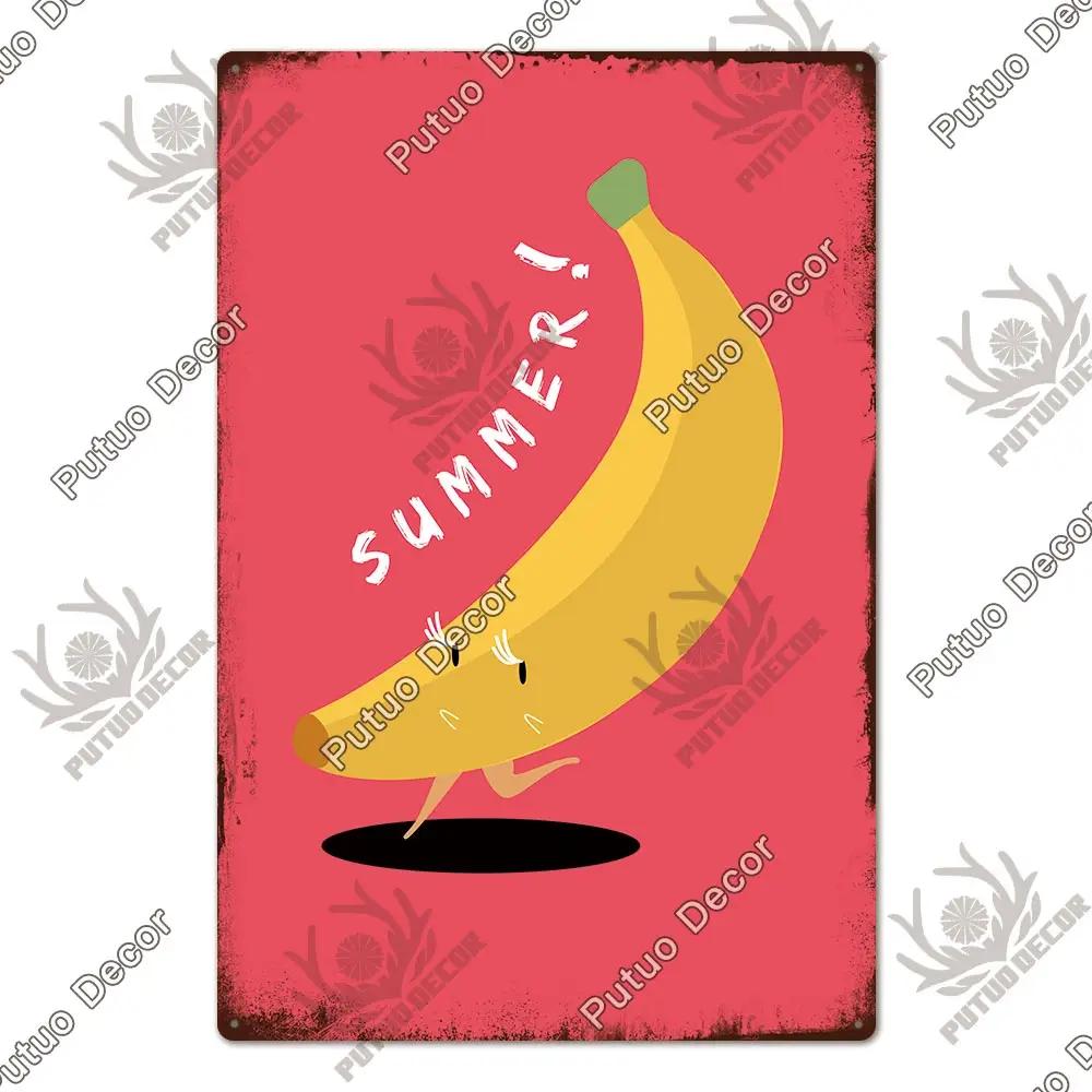 Putuo Decor Фрукты Винтажная Жестяная Табличка Металлическая Пластина Ретро Настенное Искусство Декор Гостиная Ферма Сад Кухня Железная Роспись