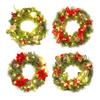 Pre-Lit Christmas Wreath for Front Door 12 Inches LED Lighted Artificial Christmas Wreath with Pine Cones Berries for Indoor Outdoor Decor