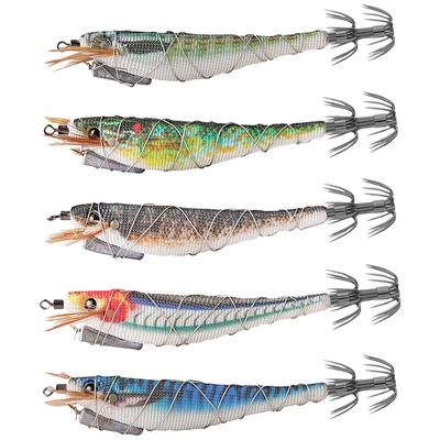 Светящаяся деревянная приманка для ловли креветок 12 см 13 г, твердая приманка для ловли каракатицы, стальная проволока, приманка для ловли осьминога, искусственная приманка для морской воды