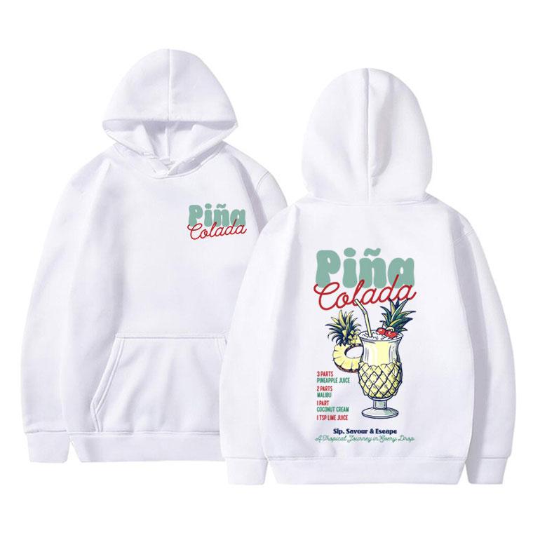 Funny Pina Colada Cocktail Double Sided Graphic Hoodie Men Women Fashion Oversized Sportswear Men's Casual Long Sleeve Hoodies