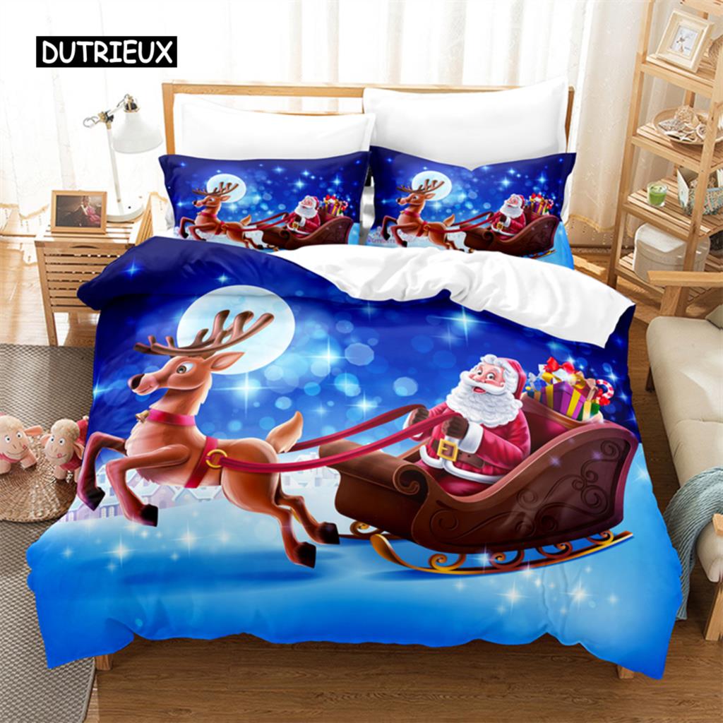 Комплект постельного белья «Рождественские сани», комплект постельного белья с 3D-принтом, комплект постельного белья с цифровой печатью, комплект постельного белья размера «queen size», модный дизайн