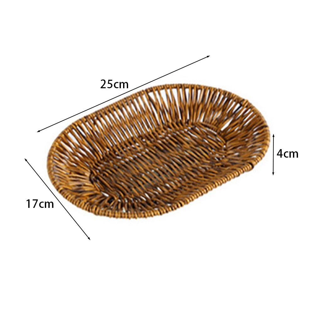 1 шт., корзина для завтрака, хлеба, еды, плетеная вручную, из ротанга, пластиковая корзина из ротанговых нитей