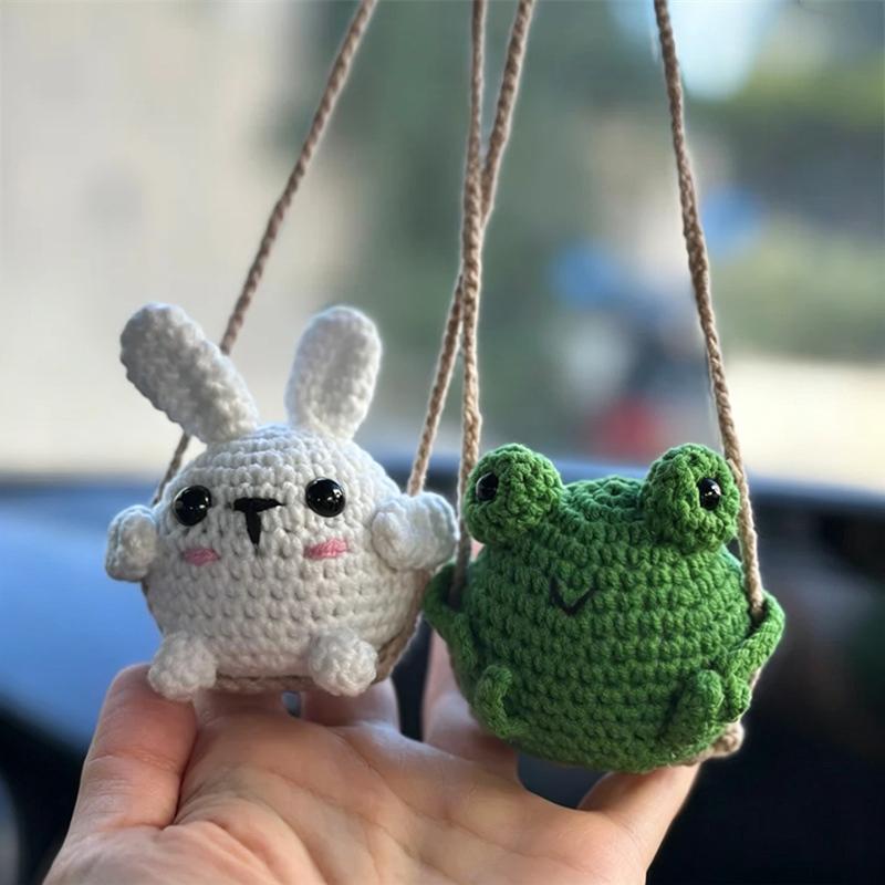 Cute Handmade Knitted Animal Pendants 1PC Frog Penguin Duck Chick Rabbit Charm Portable Backpack Keychain Decor for Kids