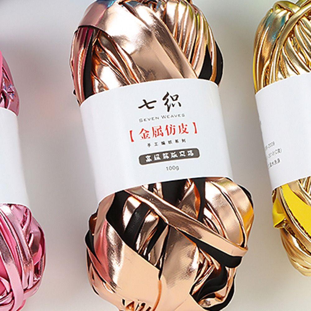 Shiny Faux Leather Yarn Elastic Crochet Yarn Craft Supplies Knitting Yarn Sewing