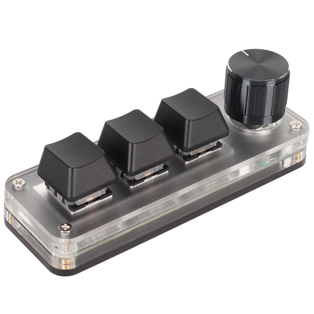 USB 3 Key Keypad with Knob Programmable Type C Wired Connection Blue One Handed Keypad for Gaming