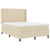 LED Boxspring Bed with Mattress Cream 160 x 200 cm Fabric