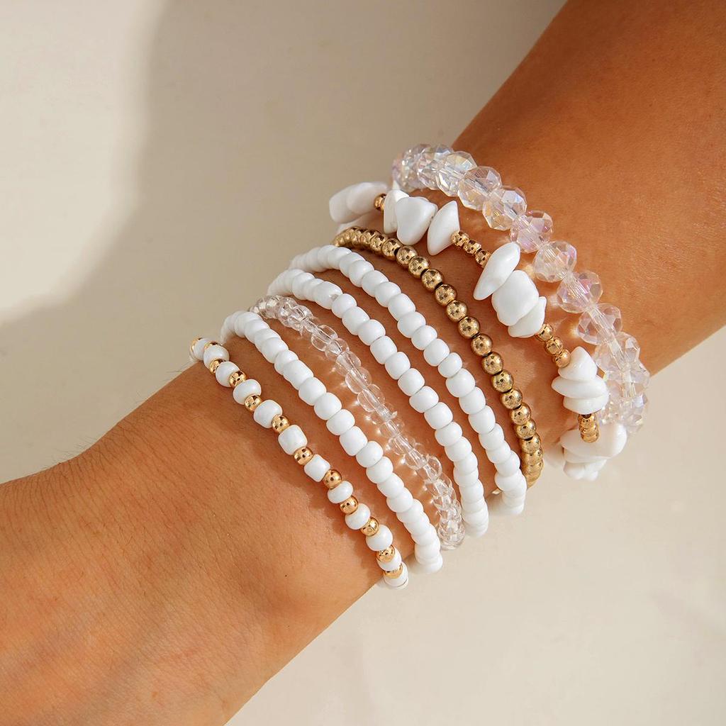 8 шт. Mirad цвет коричневый многокомпонентный набор рисовых бусин браслет для женщин ювелирные изделия персонализированный подходящий браслет