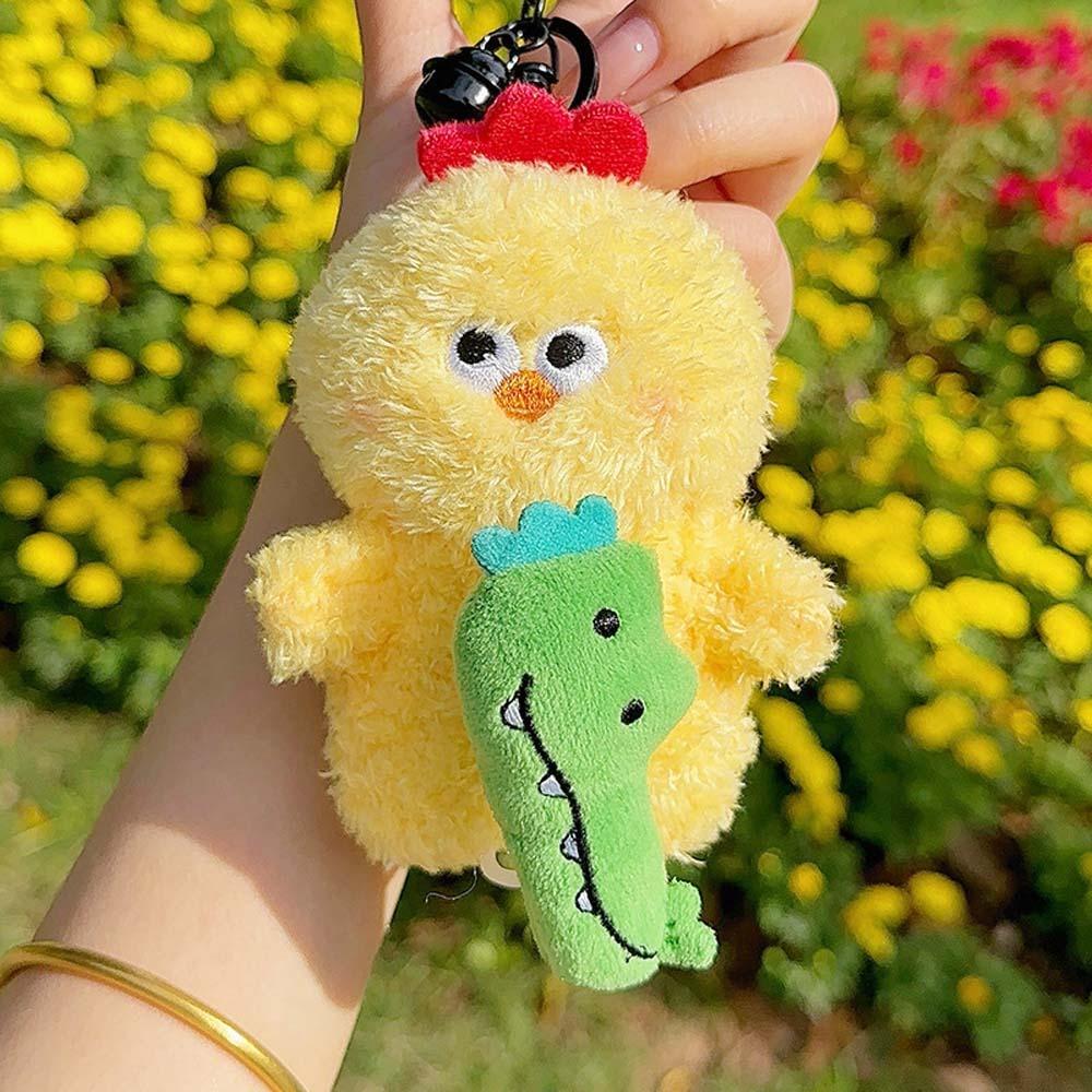 Bear Cartoon Crocodile Pendants Funny Friends Bag Charm Yellow Plush Animal Key Ring  Couple