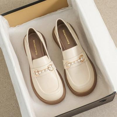 Женские лоферы на платформе весна 2025 новая мода универсальные женские туфли ретро британский стиль низкий каблук маленькие кожаные туфли