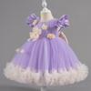 Girls' Baby Sleeveless Dress Short Princess Flower Pink Performance Flying Sleeve Toddler Children's Day Evening Dresses