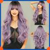 Европейская мода длинный вьющийся парик для женщин светло-фиолетовый