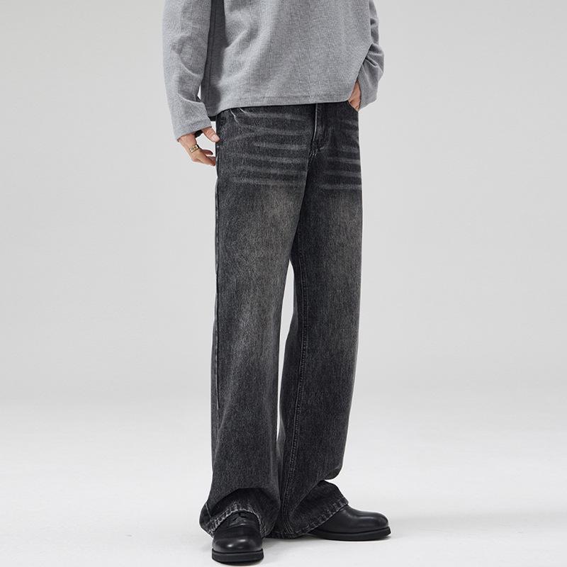 LKTM Унисекс Винтажные Выбеленные Черные Серые Зауженные Джинсы Микроклеш