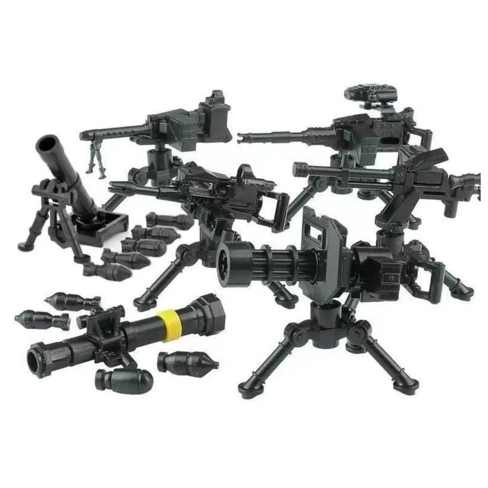 Конструктор Второй мировой войны Военное оружие Полицейский Солдат Фигурка Аксессуары Модель Кирпич Пистолет Пушка Пусковая установка Бункер Аванпост Игрушка X017