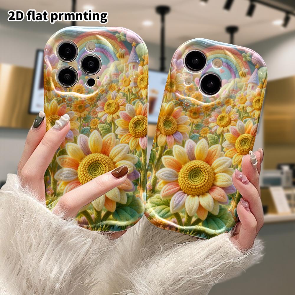 Phone Case: 2D flat, suitable for iPhone 18 17 16 15 14 13 12Pro protective case, sunflower fields, perfect Christmas and Halloween holiday gift