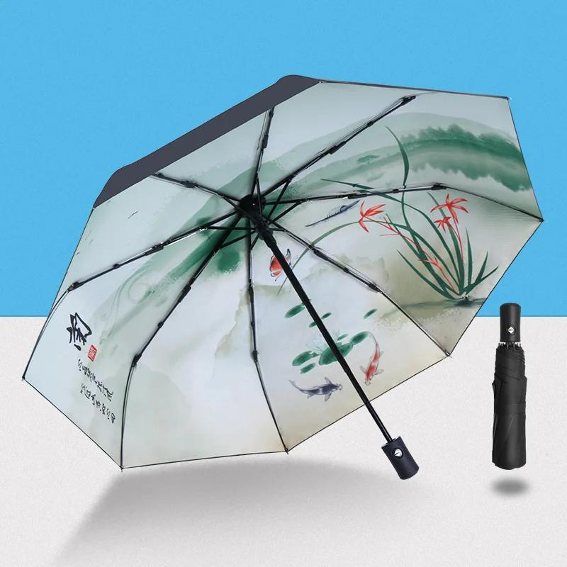 Складной ручной зонт всепогодный зонт мужской женский ветрозащитный устойчивый к ультрафиолетовому излучению пляжный зонт для девушек складной зонт
