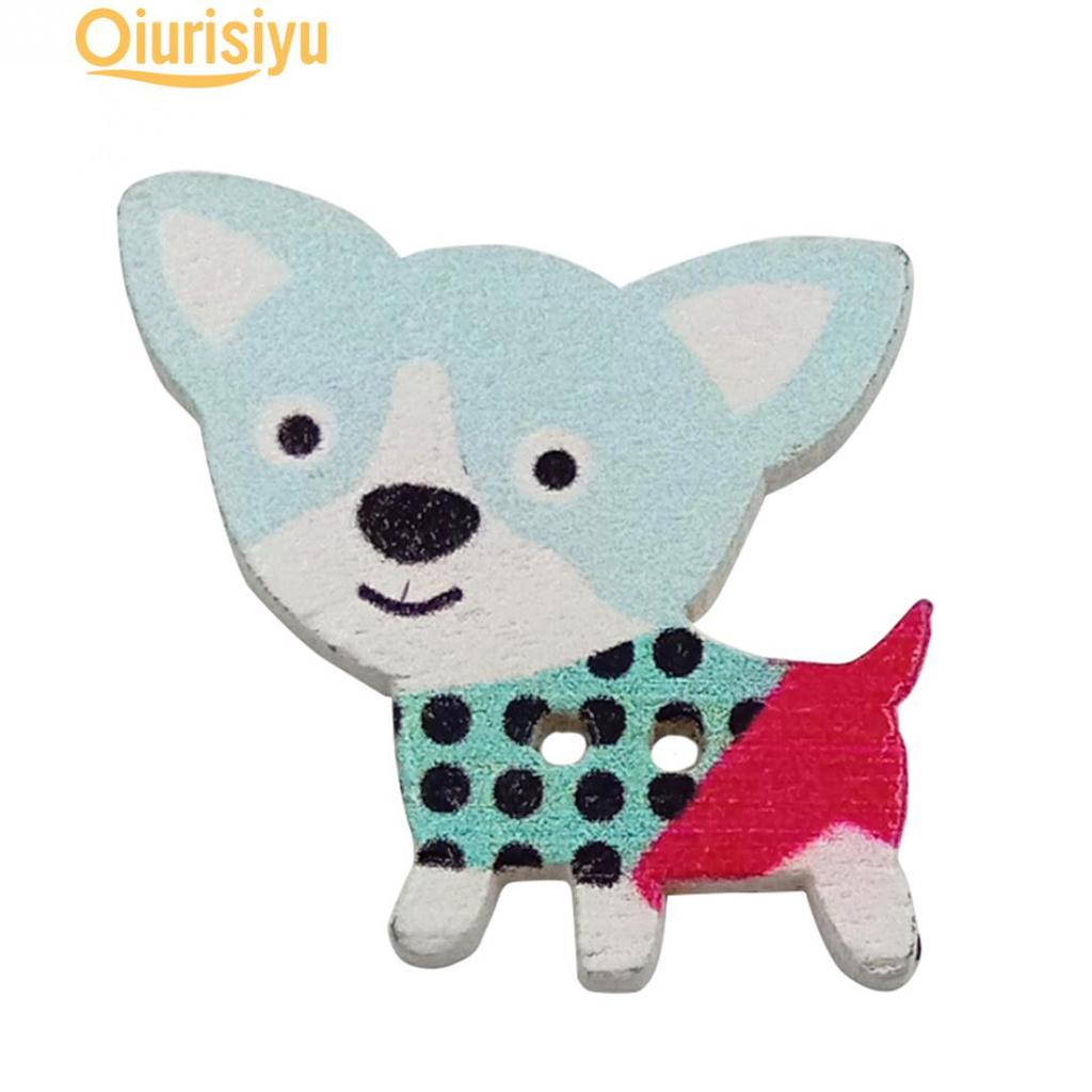 Набор ярких мультяшных пуговиц из дерева. 50 шт