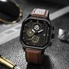 New Handsome Square Large Dial Temperament Low Profile Men's Belt Watch Personalized Design Quartz Watch