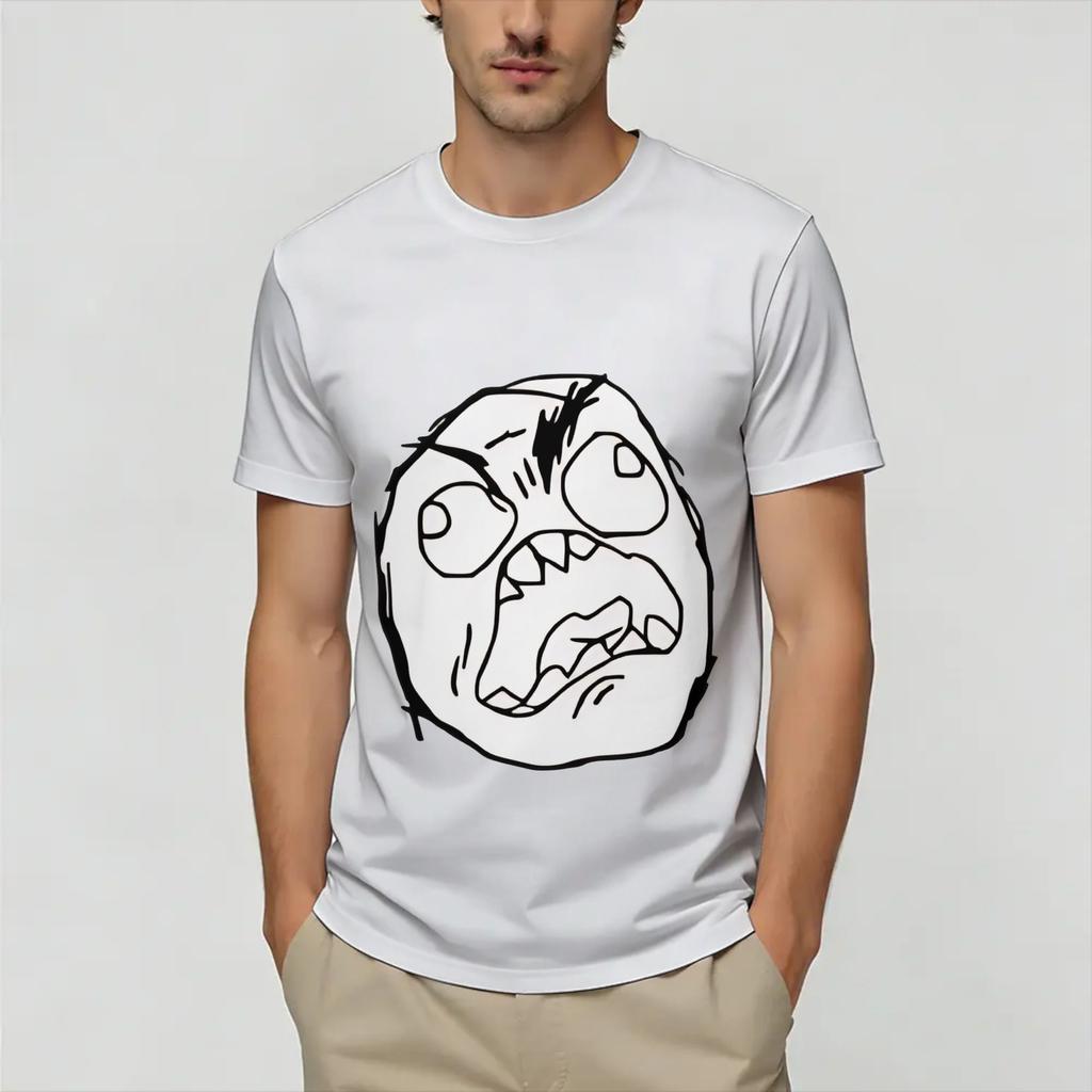 Футболка унисекс из 100% хлопка с принтом Trollface из Rage Comic, летняя, винтажная, с круглым вырезом, хип-хоп, оверсайз