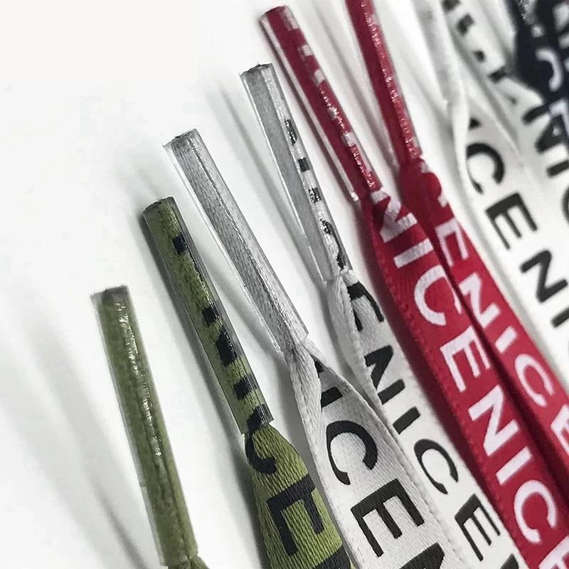 1 пара шнурков для обуви, плоские шнурки с буквенным принтом, ширина 1 см, высококачественные атласные шнурки для обуви, повседневные шнурки для кроссовок, 9 цветов