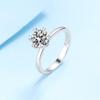 S925 Sterling Silver Ring for Women, Moissanite Heart-shaped Six-claw Ring, Pt950 Gold Plated Ring