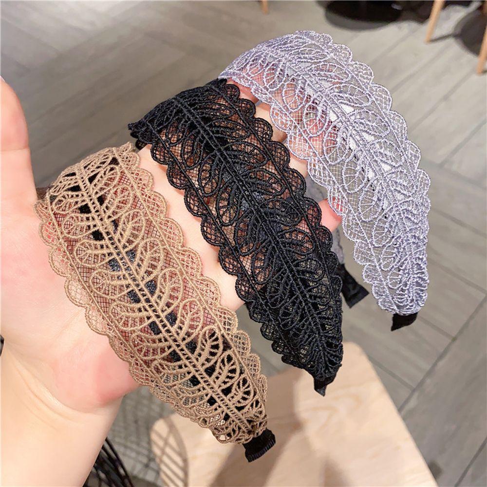 Design Resin Lace Leaves Headband Korean Style Hair Wear Women Hair Accessories Wide Side Hairband