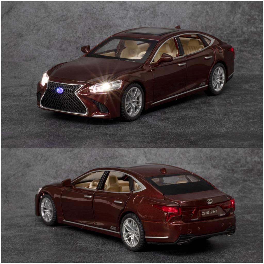 1/32 Lexus LS500H Игрушечная машинка для детей, литая под давлением, миниатюрная модель, открывающиеся двери, звук и свет, коллекция, подарок для мальчика