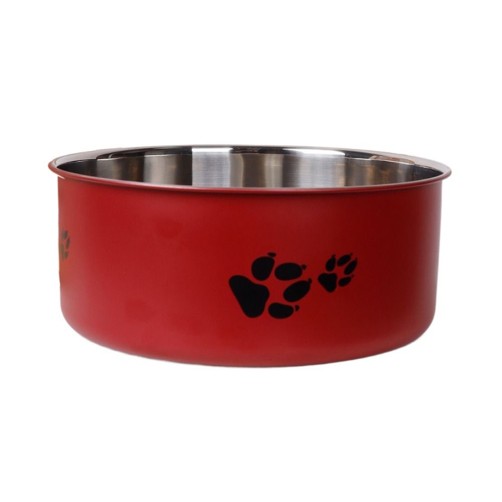 Cartoon Footprint Stainless Steel Pet Dog Bowl Large Capacity Skidproof Cat Feeding Bowl Non-slip Puppy Food Drinking Tray