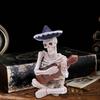 Mini Halloween Skeleton Figurines Resin Guitar/Accordion/Violin Player Skeleton Statue Halloween
