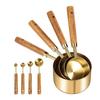 Measuring Cups And Spoons Set Stainless Steel Measure Cups Spoons With Wooden Handle Set Of 8 Stackable Accurate Tablespoon For