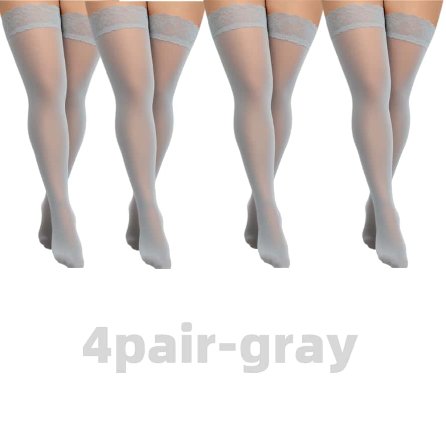 4 пары/КОМПЛЕКТ Кружевные чулки выше колена, до бедра, эластичные, сексуальные, тонкие, черные, в сетку, комплект чулок, белые, больших размеров, длинные носки для женщины