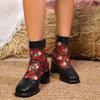 Модные зимние новые толстые хлопковые ботинки женские модные с квадратным носком в цветовой комбинации на молнии сзади противоскользящие износостойкие короткие ботинки