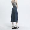 Irregular Retro Denim Midi Skirt Women Summer High Waist Slim Split A-line Skirt Female Streetwear Casual Vintage Y2K Blue