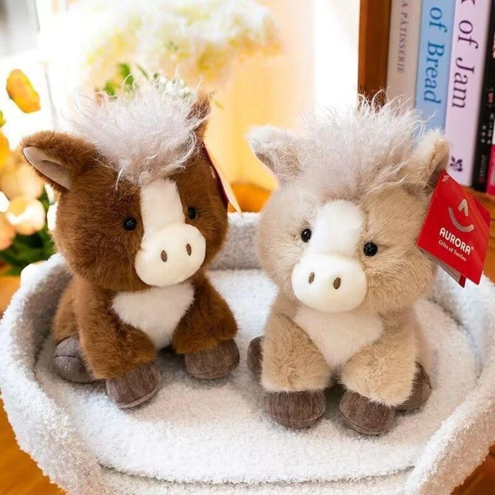 Fluffy Simulation Stuffered Pony Doll PP Cotton Long Hair Horse Stuffed Doll  Birthday Parties