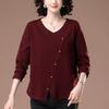 Women's Plus Size V-Neck Long Sleeve Loose T-Shirt for Spring & Autumn - Slimming, Belly-Covering Base Layer (Style 6318)