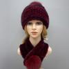 Зимний Теплый Женский Набор Шапка Шарф Вязаная Норковая Шерсть Закрытая Помпон Шапка Шарф Натуральный Мех Высокое Качество