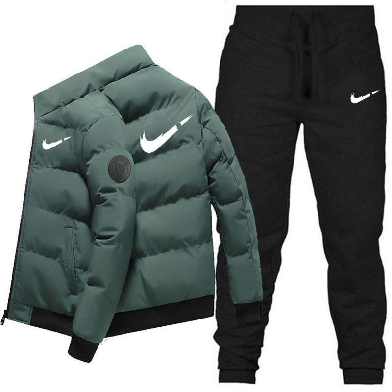 Мужской зимний утепленный теплый хлопковый комплект: куртка с воротником-стойкой и брюки - издание 2025 года