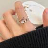 Vintage Irregular Star Open Rings For Women Punk Gothic Sliver Color Adjustable Crystal Rings Y2K Girls Jewelry Gifts