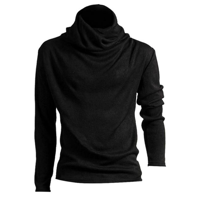 Новая мужская модная футболка, тонкие топы, мужская эластичная футболка, водолазка, рубашки с длинными рукавами, мужские хлопковые футболки с высоким воротником