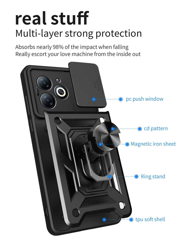 Camera Protect Case for Infinix NOTE Hot 40i 30 30i Hot 20 Play 12 11S NFC INFINIX Zero 30 5G 2023 Armor Hybrid Ring Back Cover