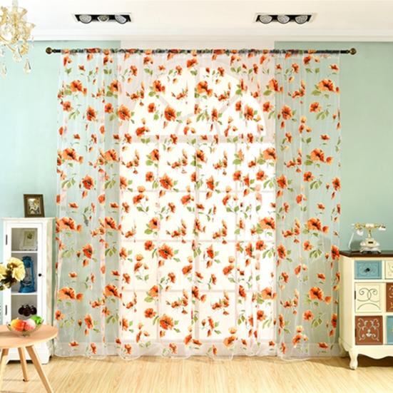 Драпированная марлевая романтическая легкая занавеска с цветочным принтом, красивая оконная занавеска для двери, окна комнаты