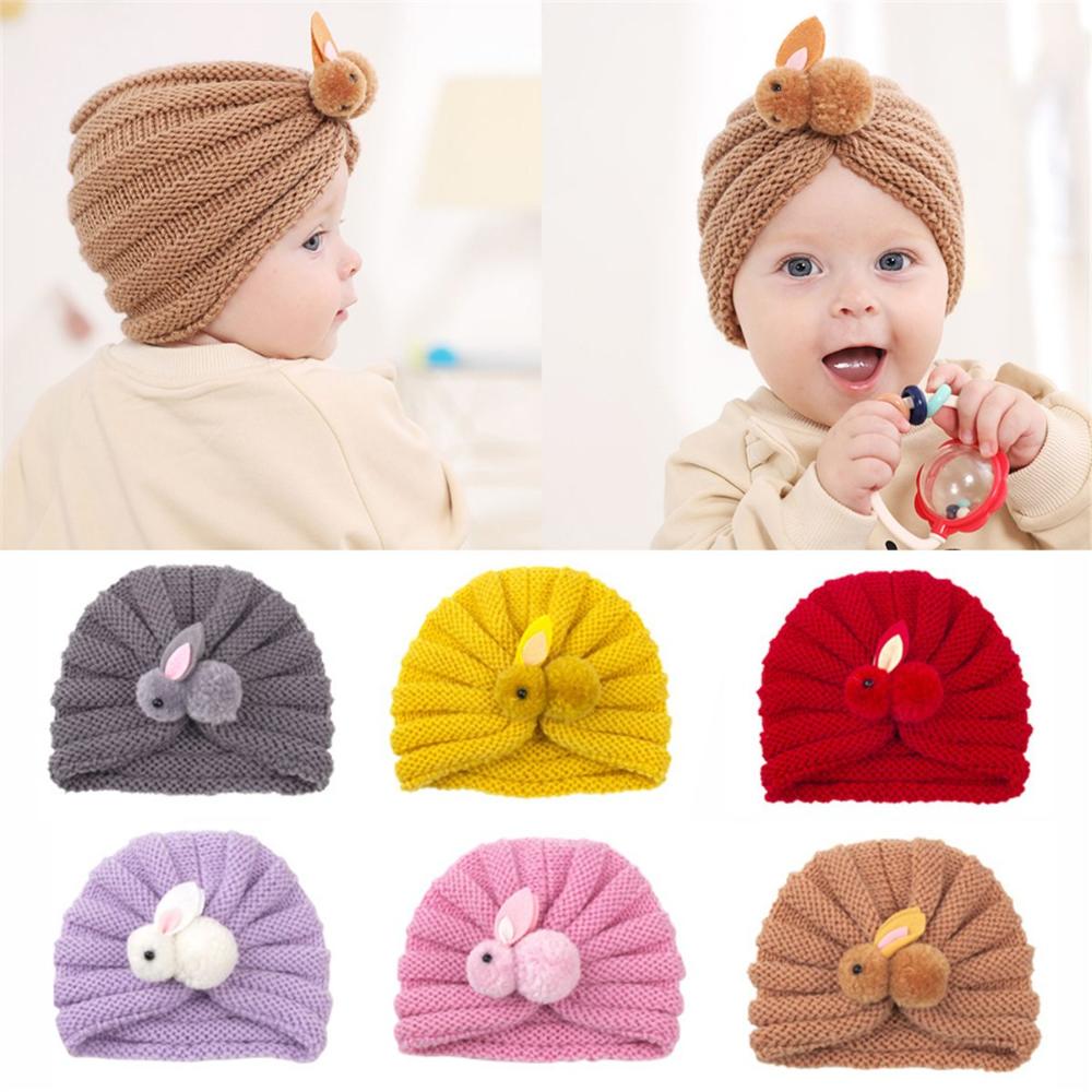 Cold Weather Accessory Children Cute Rabbit Cap Children Knitted Hats Crochet Kids Winter Beanies