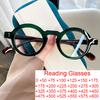 Small Round Women'S Presbyopic Glasses Thick Frame Elegant Green Eyeglasses Men Retro Anti Blue Light Reading Glasses