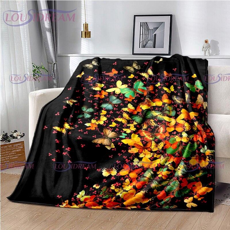 Butterfly Blanket Print Fleece Blanket Throw Light Weight Warm Blanket for Bed Kids Blankets Couch Chair Living Room All Season