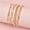 4Pcs/Set Women Bracelet Elegant Golden Adjustable Alloy Herring Bone Link Chain Teen Girls Bangle Fashion Jewelry